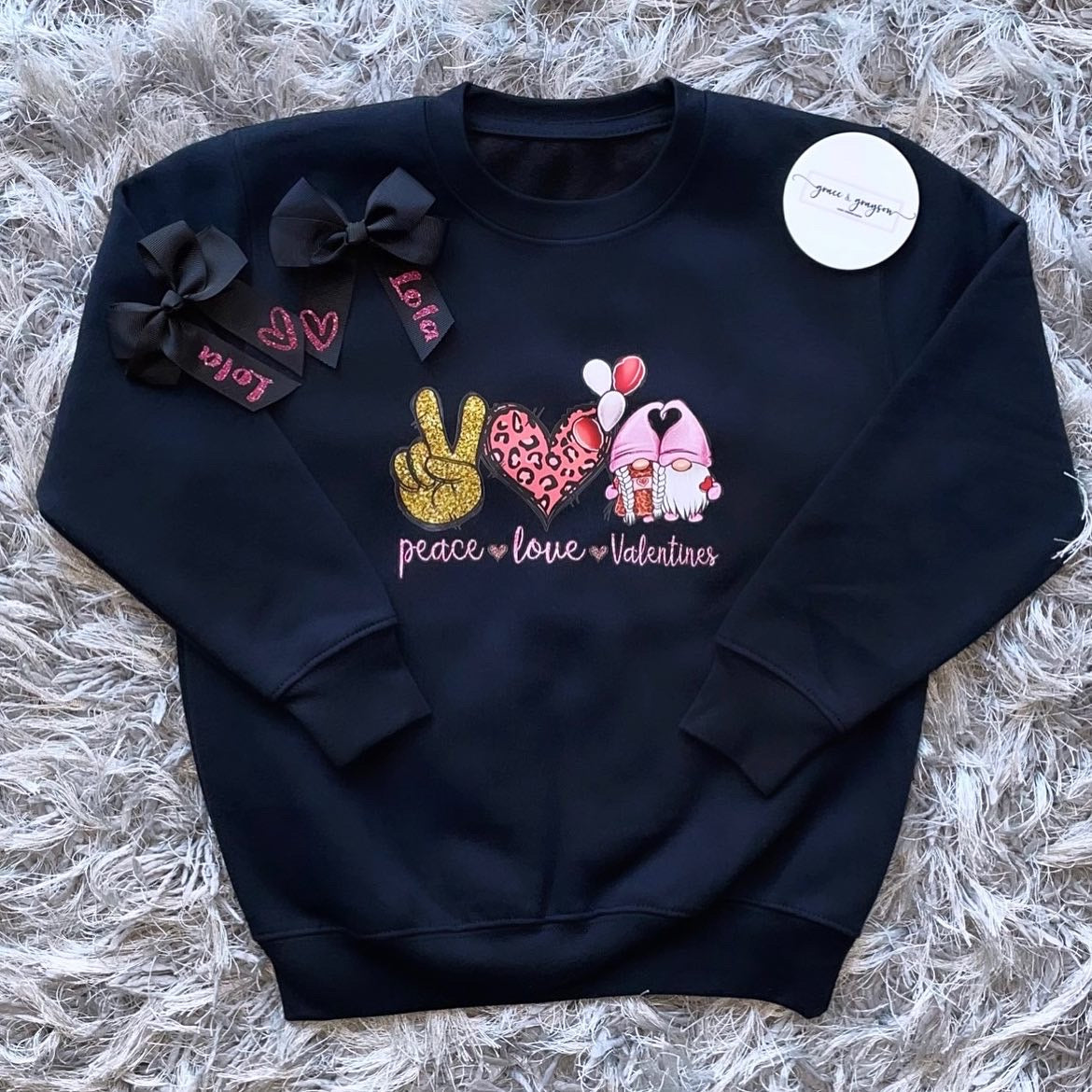 Kids Peace Love & Valentines Sweatshirt