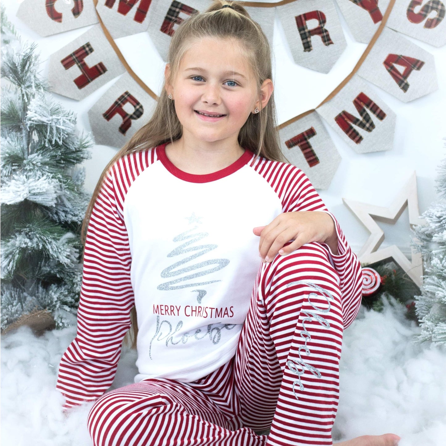 Family Matching Merry Christmas Red Stripe Pyjamas Pyjamas