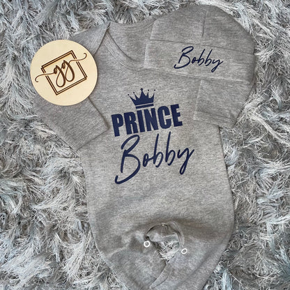 Personalised Prince Baby Grow Set