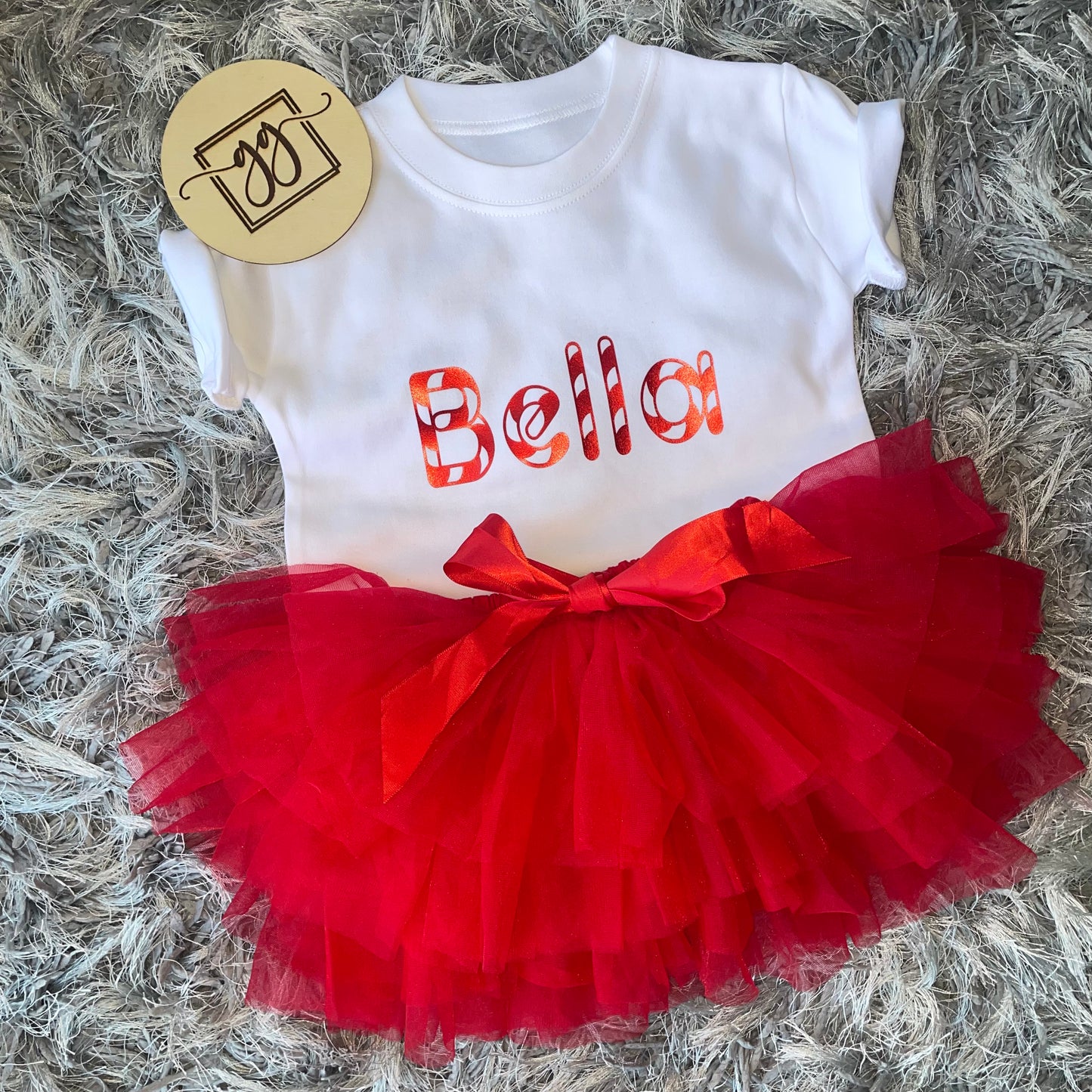 Personalised Christmas Candy Cane Tutu Set