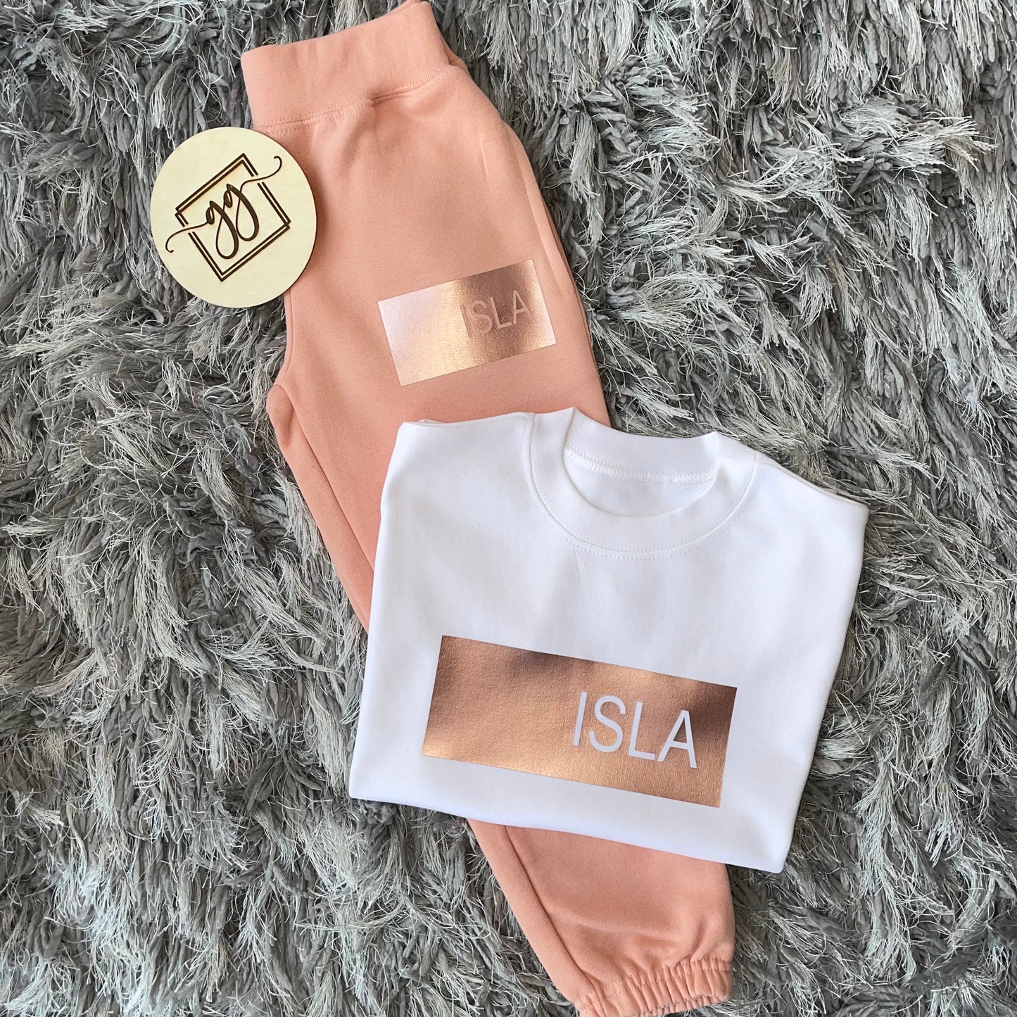 Personalised Dusty Pink Name Bar T-Shirt & Joggers