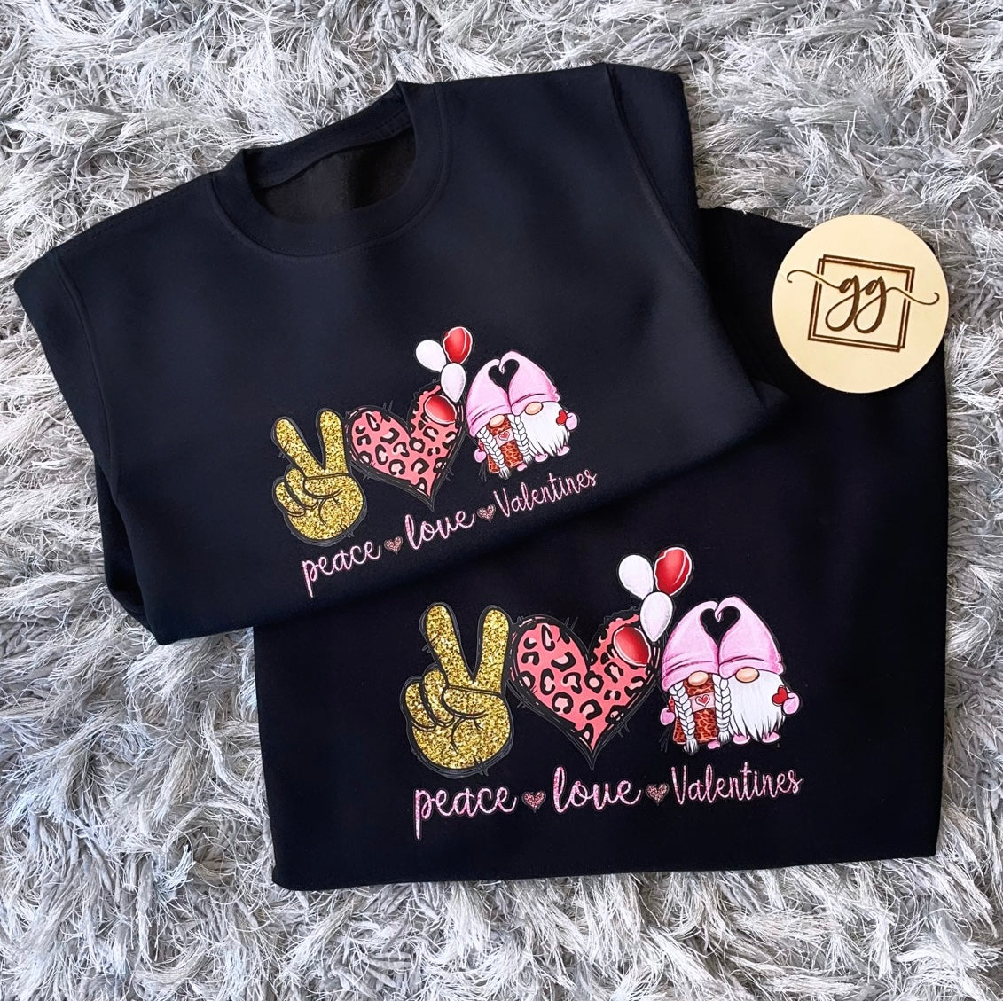 Adults Black Peace Love & Valentines Sweatshirt