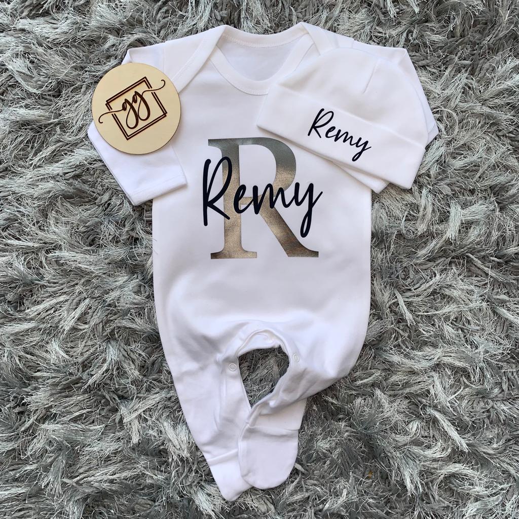 Personalised Name & Initial Baby Grow Set