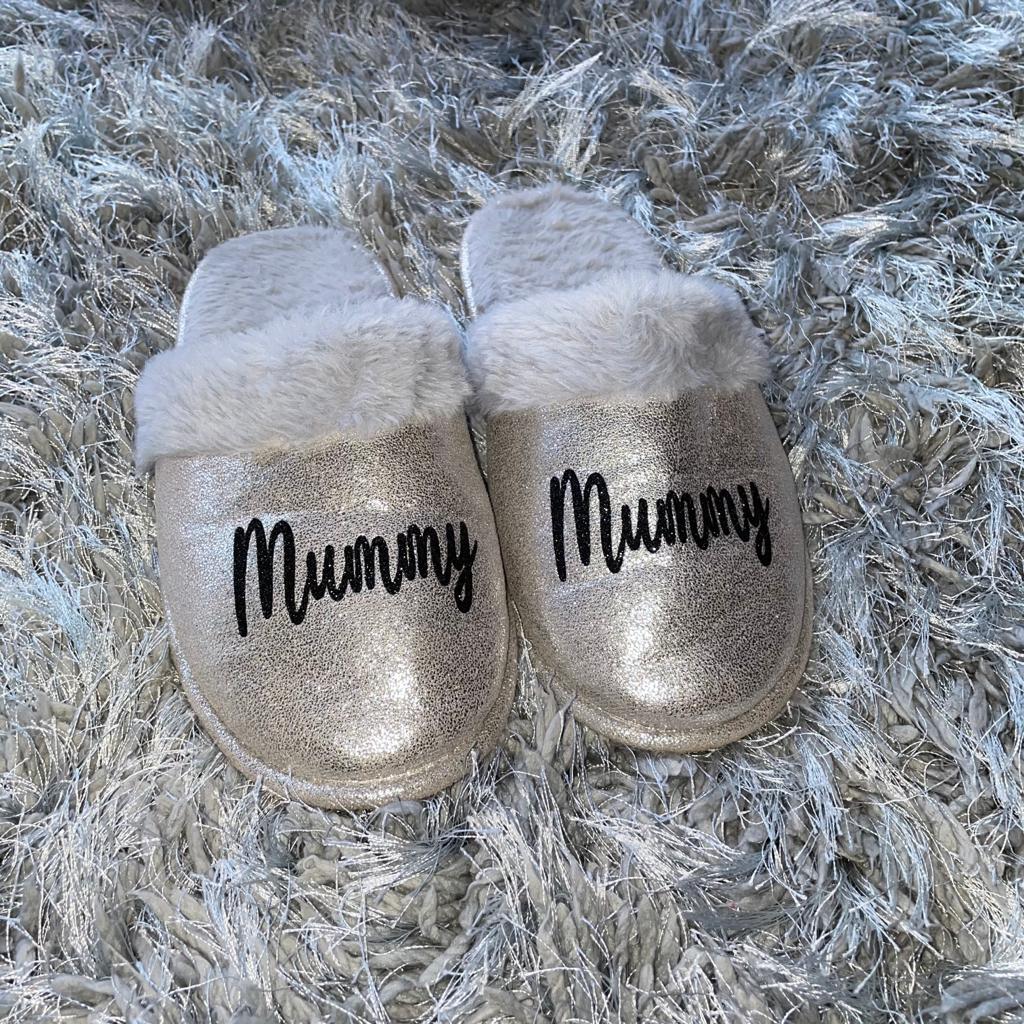 Personalised Silver Slippers