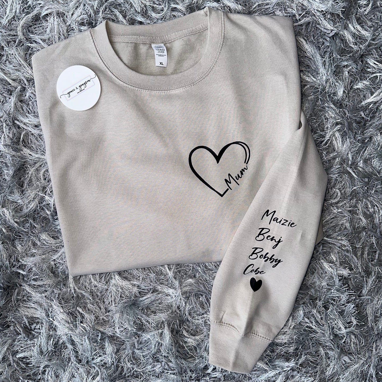 Personalised Adults Mum Heart Sweatshirt