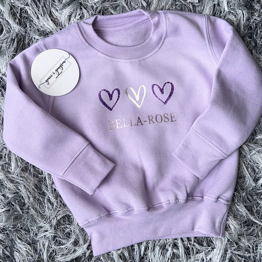 Personalised Pastel Purple Heart Sweatshirt