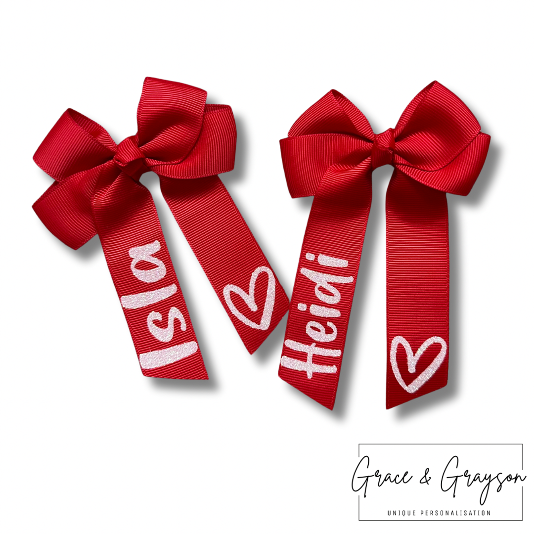 Personalised Heart Hair Bows