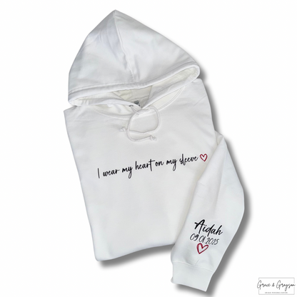 Adults Personalised I Wear My Heart On My Sleeve Hoodie