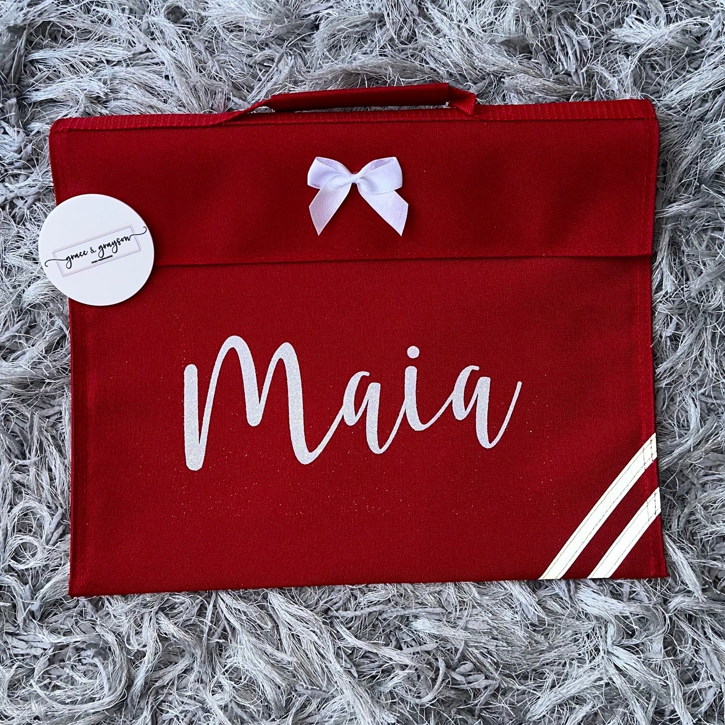 Personalised bow Book Bag
