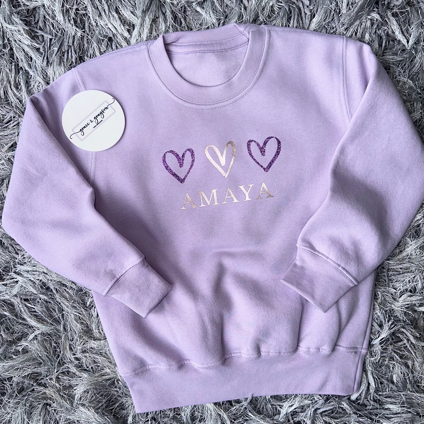 Personalised Pastel Purple Heart Sweatshirt