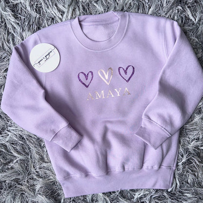 Personalised Pastel Purple Heart Sweatshirt