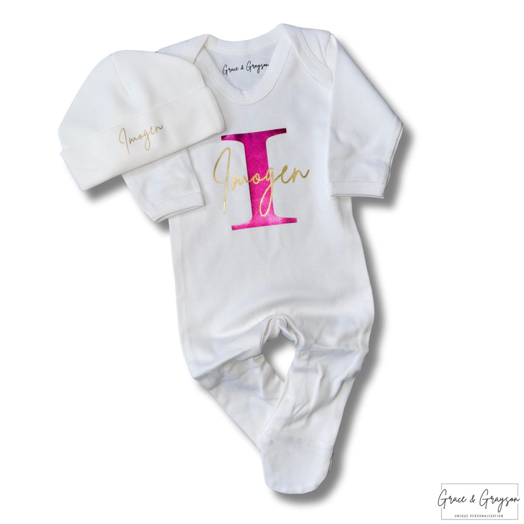 Personalised Name & Initial Baby Grow Set