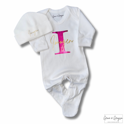 Personalised Name & Initial Baby Grow Set