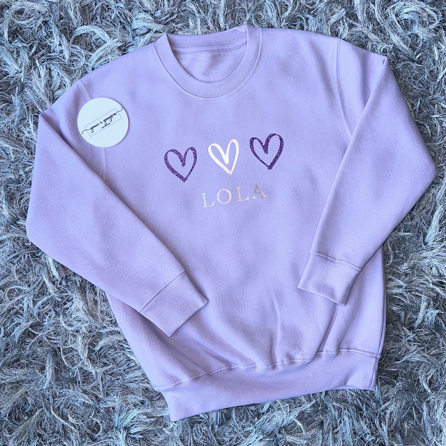Personalised Pastel Purple Heart Sweatshirt