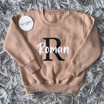 Personalised Warm Taupe Name & Initial Sweatshirt