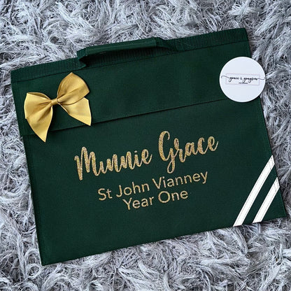 Personalised Name, School & Year Bow Book Bag