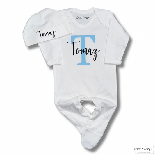 Personalised Name & Initial Baby Grow Set