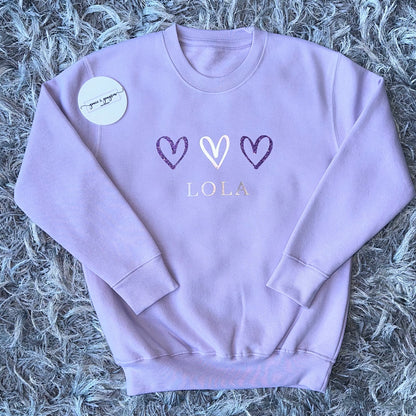 Personalised Pastel Purple Heart Sweatshirt