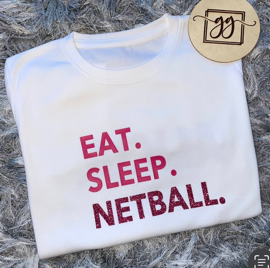 Personalised Eat Sleep Netball T-Shirt