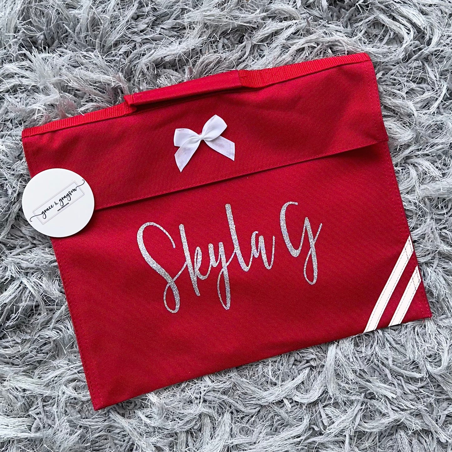 Personalised bow Book Bag