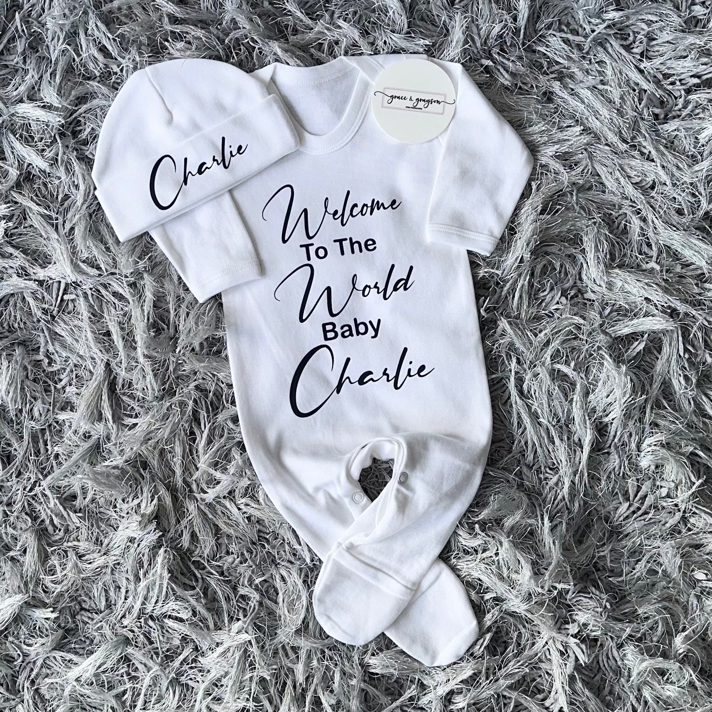 Welcome To The World Baby Grow Set