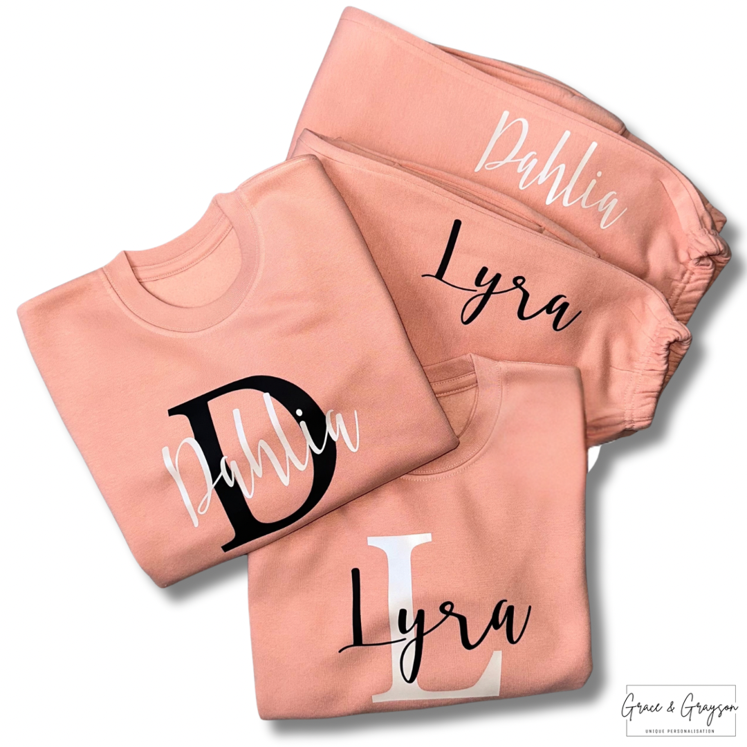 Personalised Dusty Pink Name & Initial Tracksuit