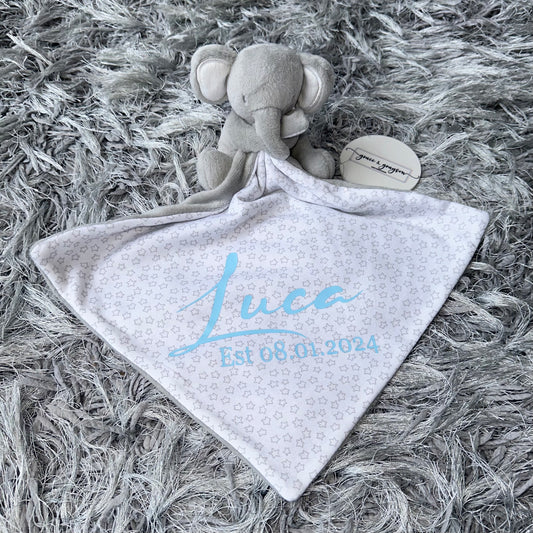 Personalised Grey Elephant Comforter