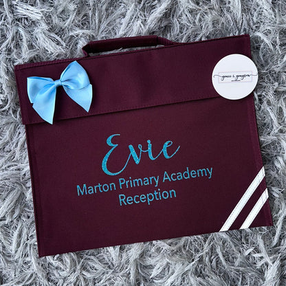 Personalised Name, School & Year Bow Book Bag