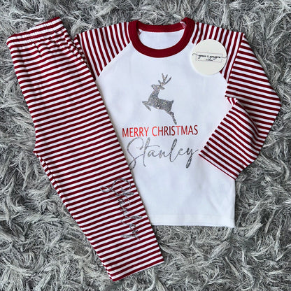 Family Matching Merry Christmas Red Stripe Pyjamas Pyjamas