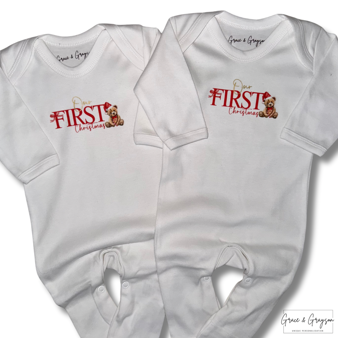 Personalised First Christmas Baby Grow
