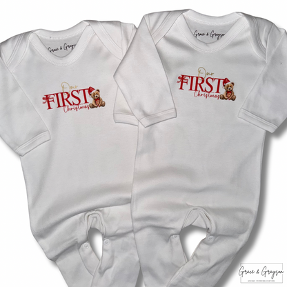 Personalised First Christmas Baby Grow
