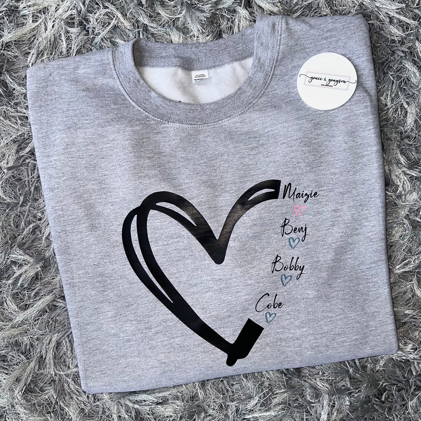 Personalised Adults Family Heart Sweatshirt