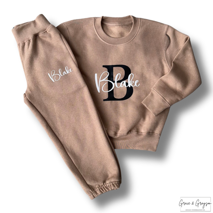Personalised Name & Initial Warm Taupe Tracksuit