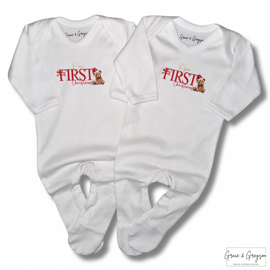 Personalised First Christmas Baby Grow