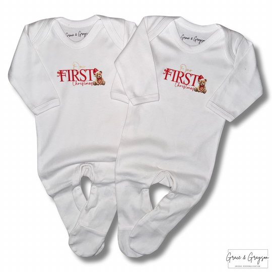 Personalised First Christmas Baby Grow