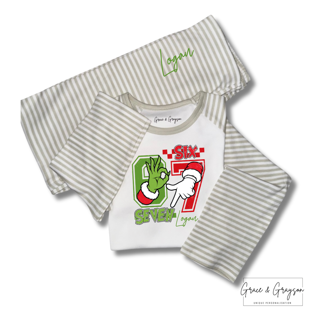 Personalised 67 Six Seven Christmas Pyjamas 