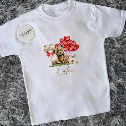 Personalised Happy Valentines Bear T-Shirt