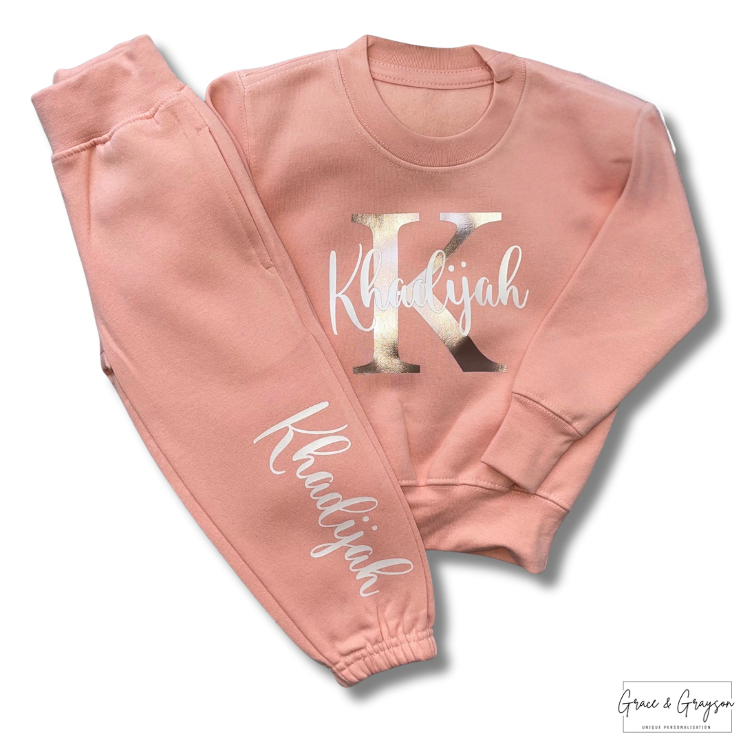 Personalised Dusty Pink Name & Initial Tracksuit