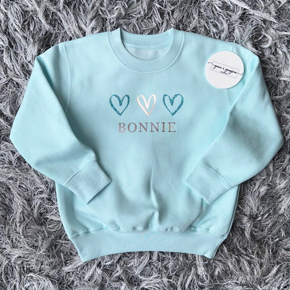Personalised Pastel Blue Heart Sweatshirt