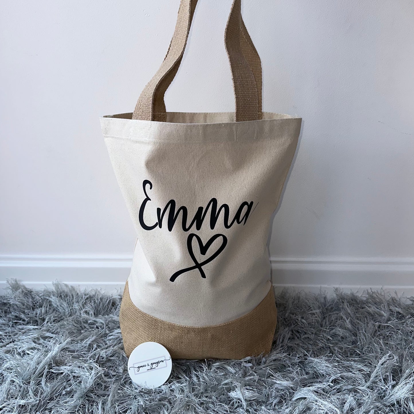 Personalised Heart Jute Bag