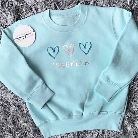 Personalised Pastel Blue Heart Sweatshirt