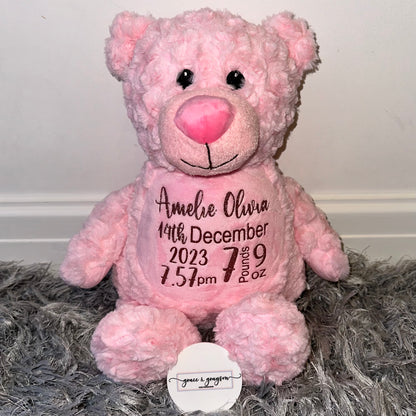 Personalised Birth Teddy Bear