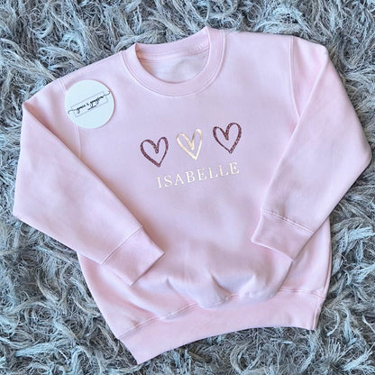Personalised Pastel Pink Heart Sweatshirt