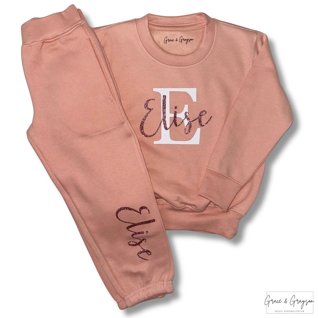 Personalised Dusty Pink Name & Initial Tracksuit