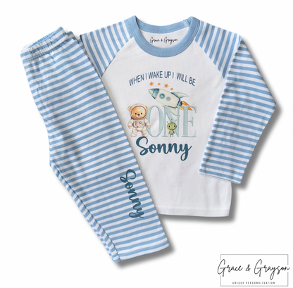 Personalised Blue Birthday Space Pyjamas