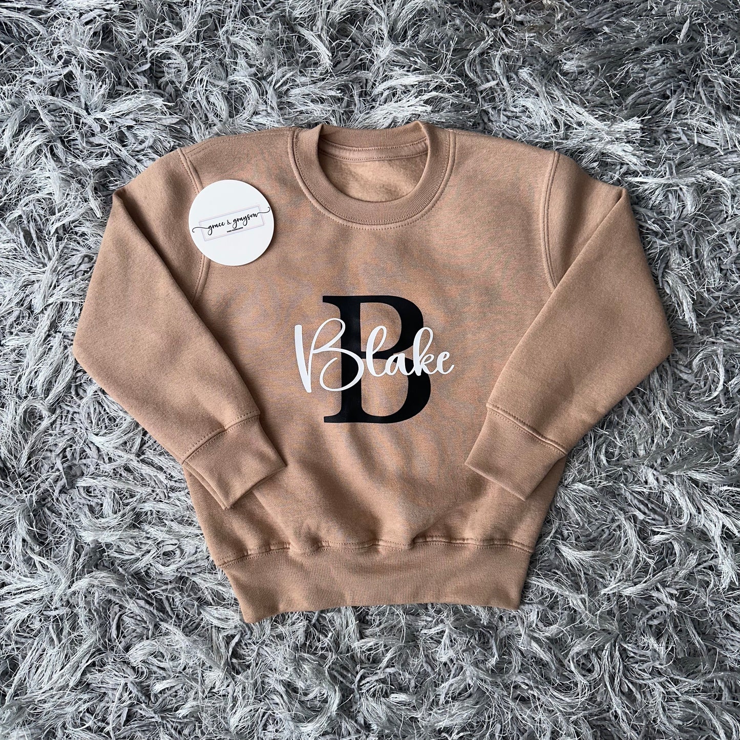 Personalised Warm Taupe Name & Initial Sweatshirt