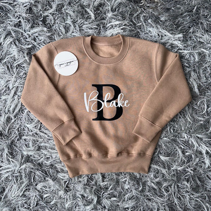 Personalised Warm Taupe Name & Initial Sweatshirt