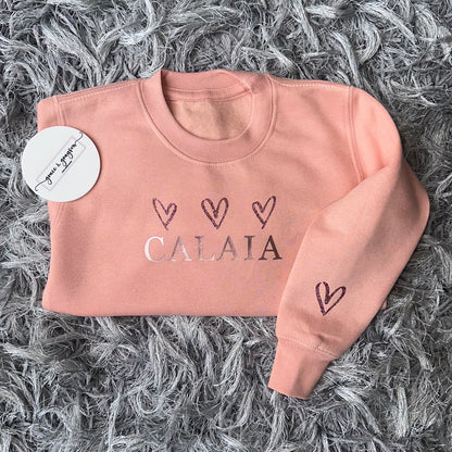 Personalised Dusty Pink Heart Sweatshirt