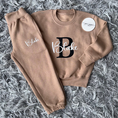 Personalised Name & Initial Warm Taupe Tracksuit