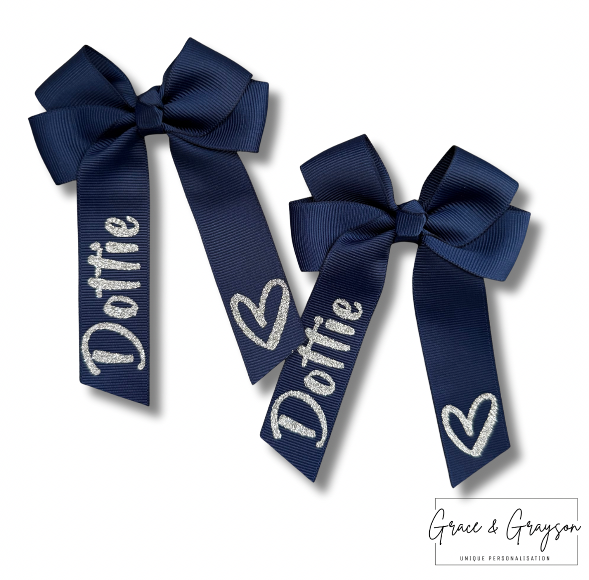 Personalised Heart Hair Bows